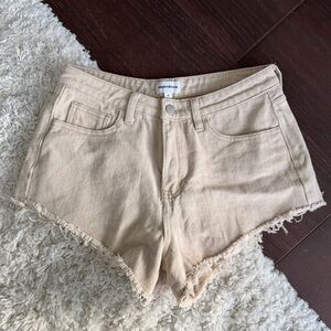 Superdown Tan High Rise Denim Shorts